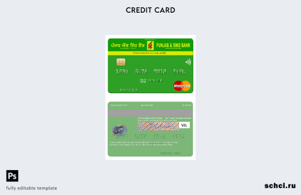 цифровая загрузка шаблона карты Mastercard India Punjab and Sind Bank